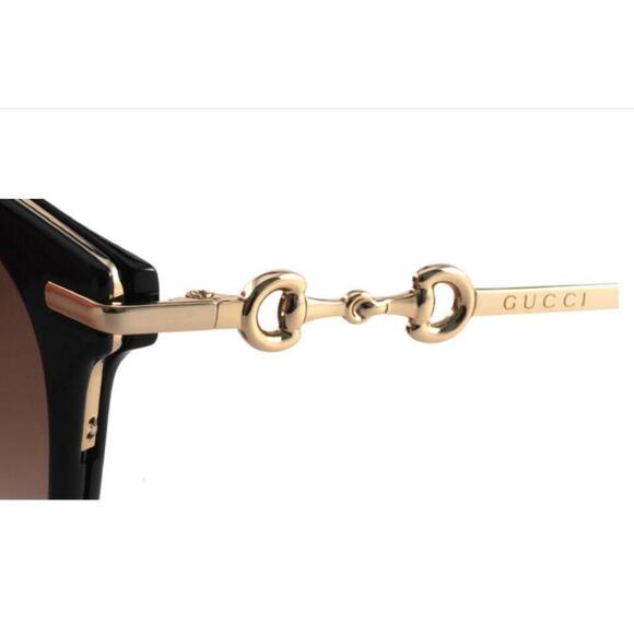 NWT Gucci GG1015SK-004-56 Black Gold Cat Eye 56mm Sunglasses